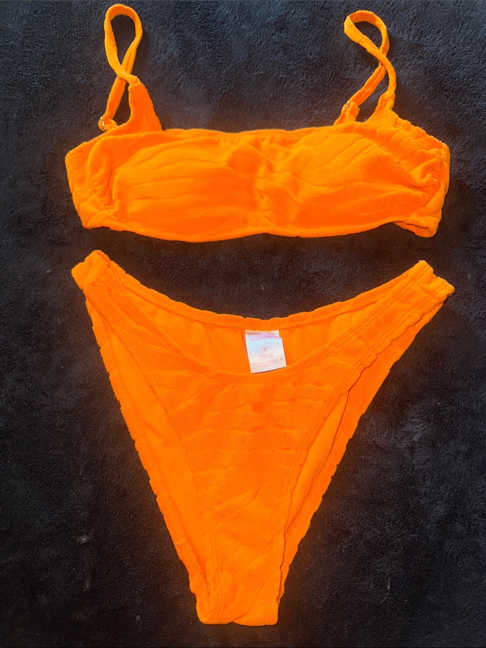 Vibrant Orange Textured Bikini Set